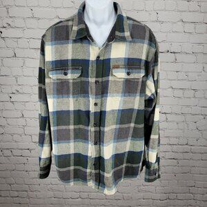 Orvis Multicolor Plaid Flannel Button Up Pockets Long Sleeve Over Shirt Size XXL